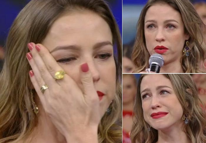 Luana Piovani vê depoimento do pai biológico e chora no Domingão do Faustão