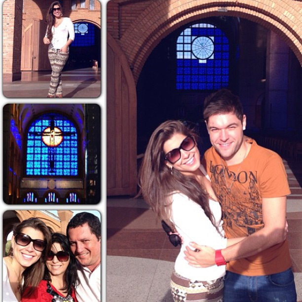 Ex-BBBs Andressa e Nasser visitam basílica