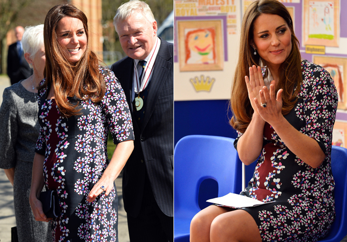 Kate Middleton desfila sua barriguinha ao visitar escola em Manchester
