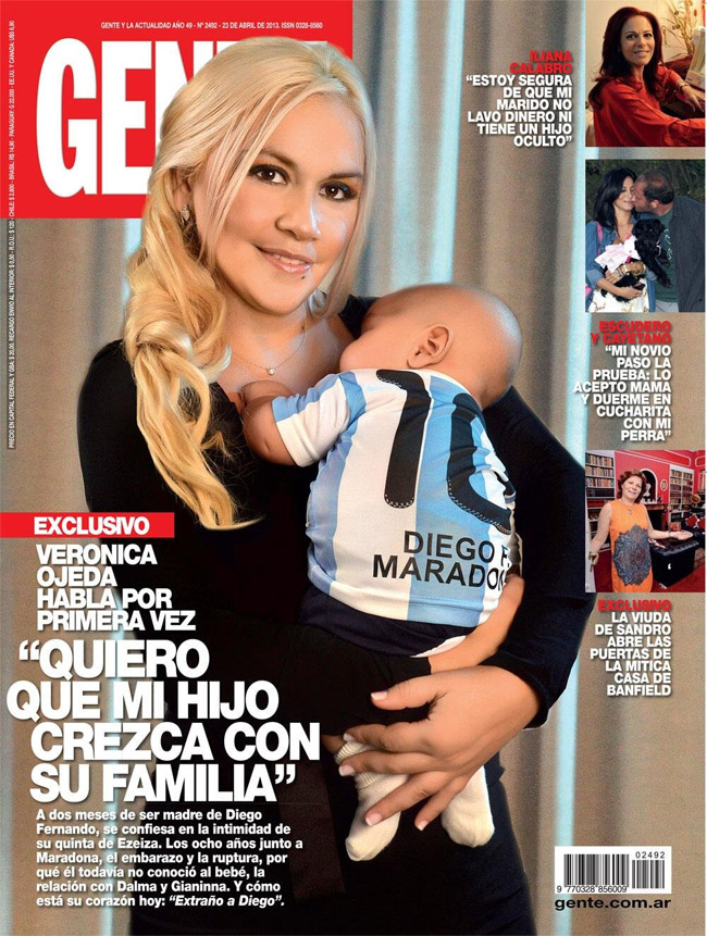 Ex-namorada apresenta o filho recém-nascido de Diego Maradona 