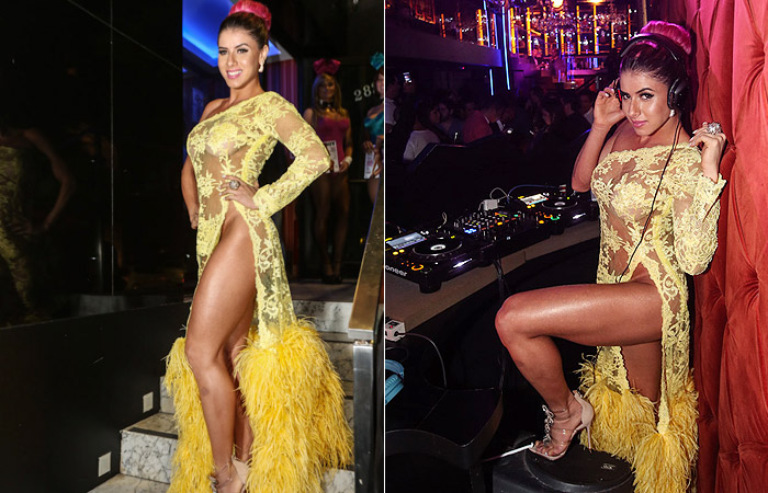 Ex-BBB Thais Bianca vai sem calcinha à festa de lançamento da Playboy