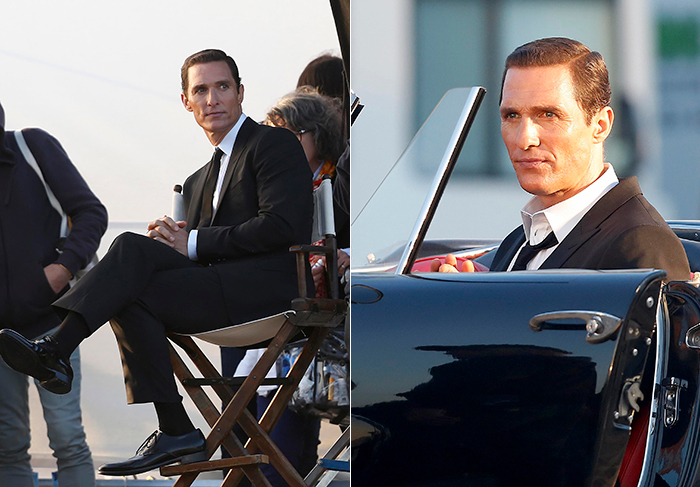 Matthew McConaughey faz pose em carro antigo e clica campanha na praia