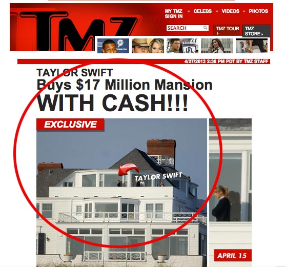 Reprodução da notícia no site TMZ