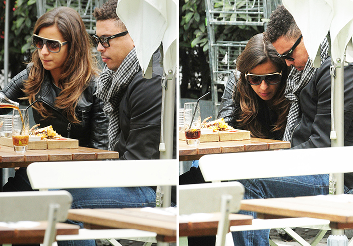 Ronaldo e Paula Morais almoçam ao ar livre, em Londres