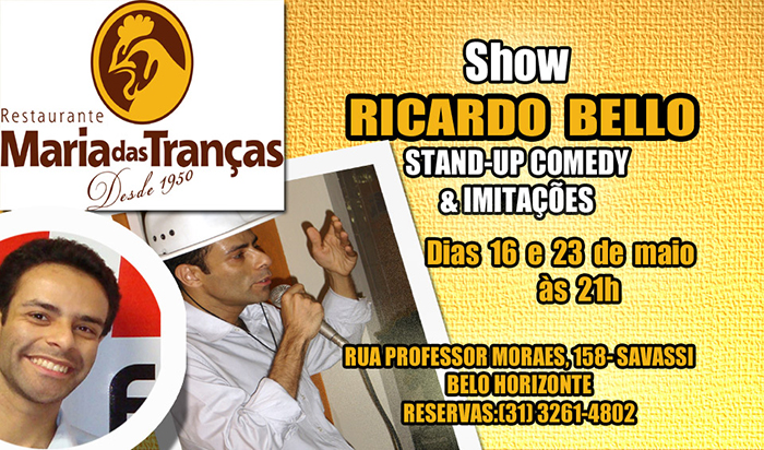 Humorista Ricardo Belo faz seu stand-up em Belo Horizonte