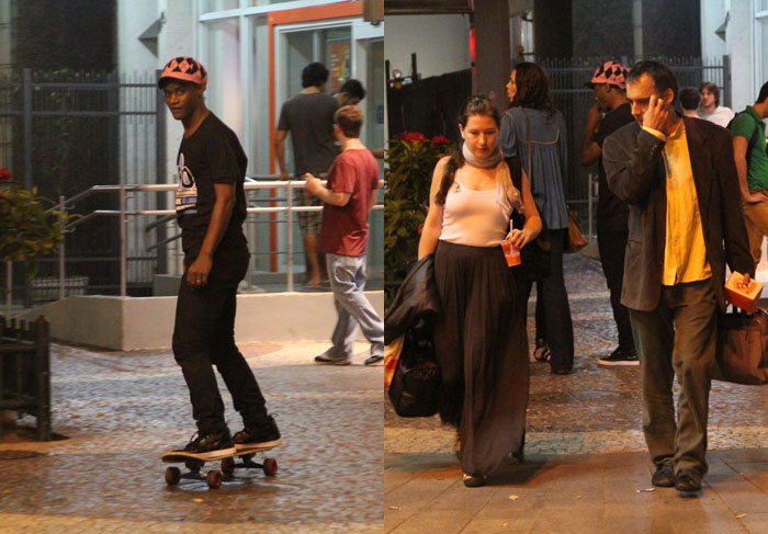 Antônia Fontenelle arrisca voltinhas em skate, depois de curtir show