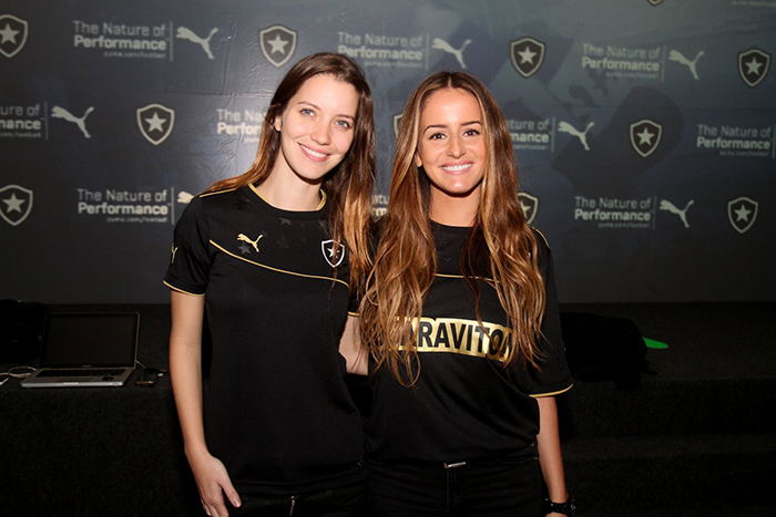 Nathália Dill e Érica Mader vão ao lançamento do uniforme do Botafogo