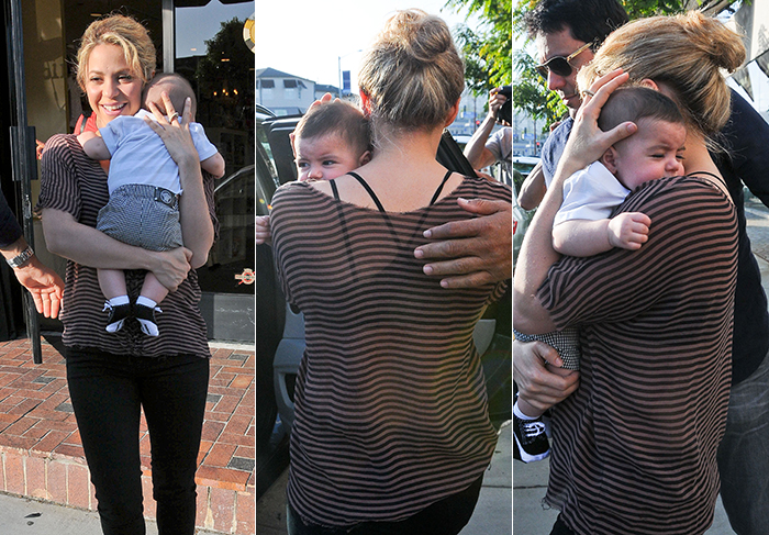Shakira faz compras com os pais e o filho, em Los Angeles