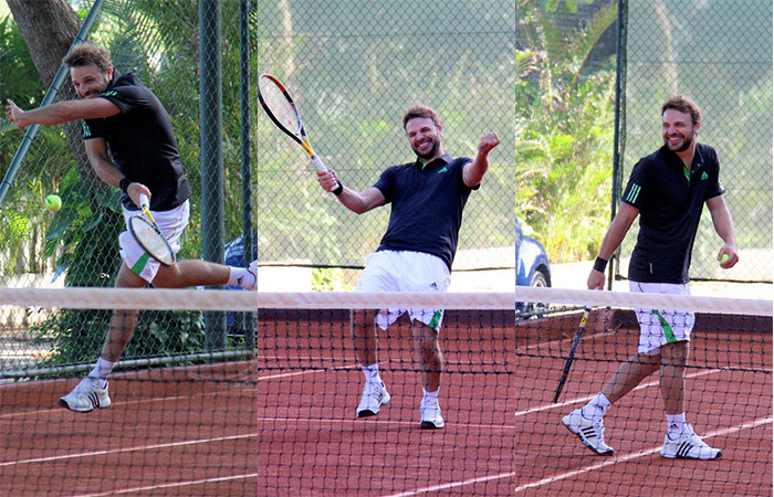 Cássio Reis se diverte jogando tênis