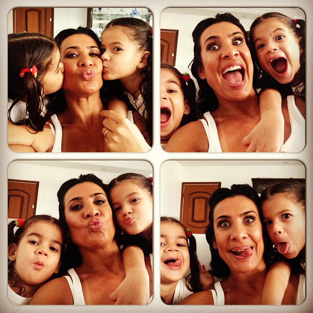 Scheila Carvalho faz caras e bocas com suas sobrinhas