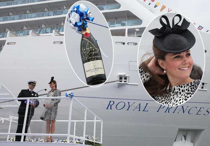 Aos 8 meses de gravidez, Kate Middleton inaugura navio O Fuxico