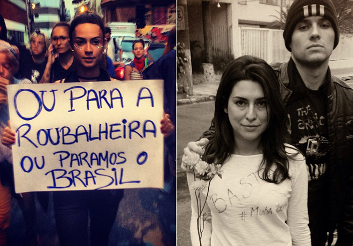 Fernanda Paes Leme e Thaila Ayala vão às ruas nos protestos