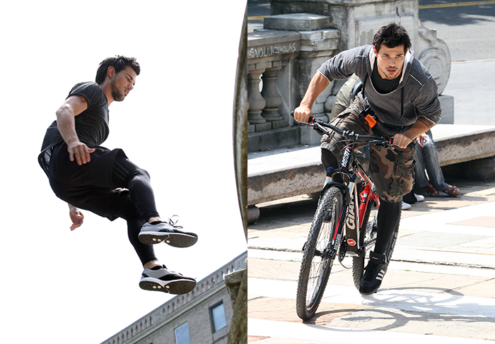 Taylor Lautner filma cenas radicais em Nova York