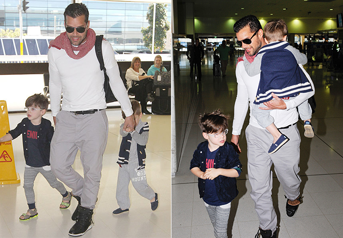 Ricky Martin deixa a Austrália com os filhos, após final do The Voice