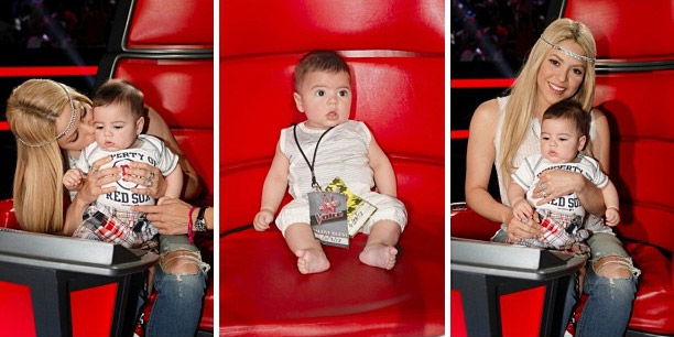 Shakira se despede do The Voice com o filho no colo