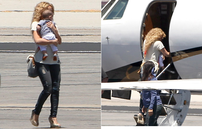 Shakira embarca com a filha em jatinho particular rumo ao Brasil