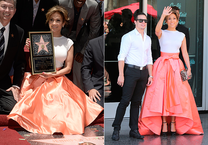 Jennifer Lopez em cerimônia para entrega de sua estrela na Calçada da Fama