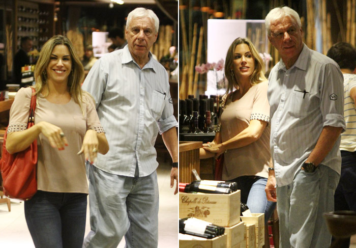 De férias no Brasil, Joana Prado vai à loja de vinhos com o pai