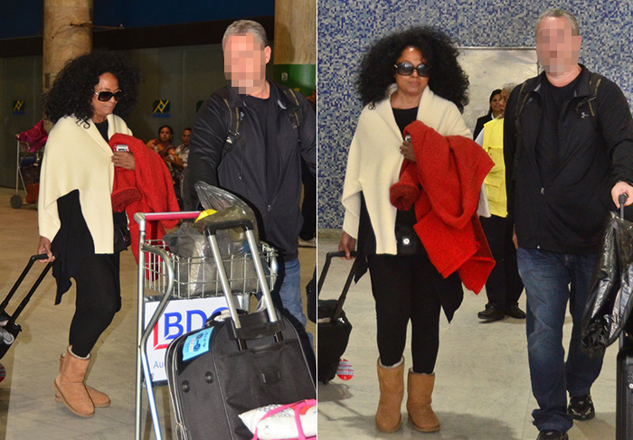 Diana Ross desembarca no Rio de Janeiro com look confortável