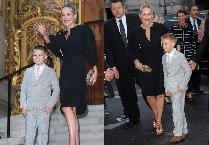 Sharon Stone leva o filho de 13 anos à evento de moda em Paris