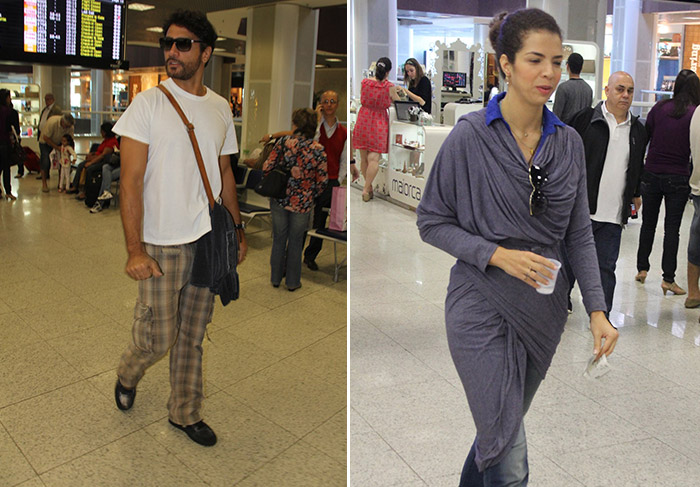 Juliana Knust e Eri Jhonson embarcam no aeroporto Santos Dumont, RJ