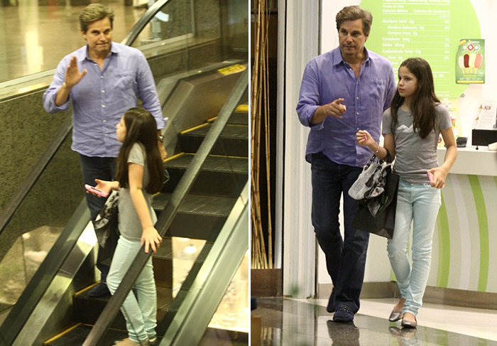 Edson Celulari passeia com Sophia, em shopping