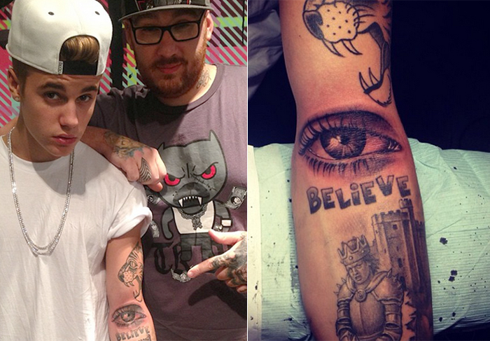  Justin Bieber exibe nova tatuagem de olho: “Minha mãe está sempre olhando”