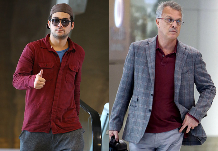 Eduardo Sterblitch e Pedro Bial embarcam em aeroporto do RJ