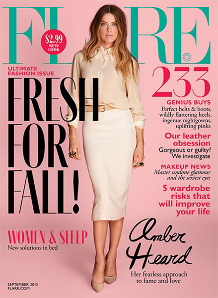 Capa da revista Flare, Amber Heard diz querer seu namoro com Johnny Depp longe da mídia