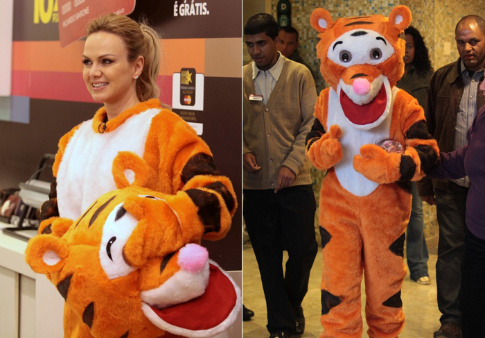 Eliana passeia vestida de tigresa por shopping de São Paulo