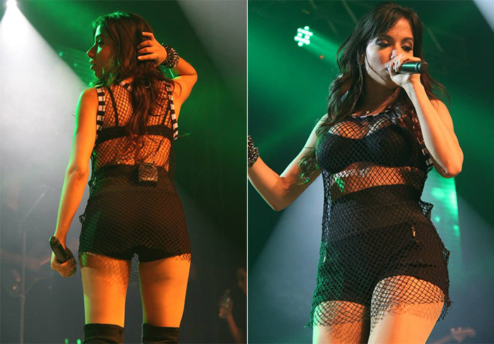 Toda de preto, Anitta esbanja sensualidade em show no Rio