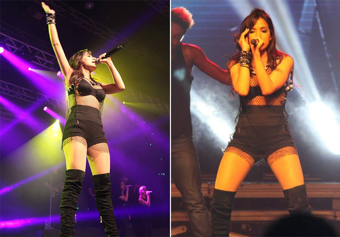 Toda de preto, Anitta esbanja sensualidade em show no Rio