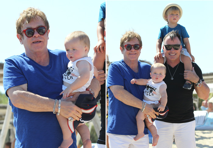 Elton John curte o Sul da França com o marido e os filhos