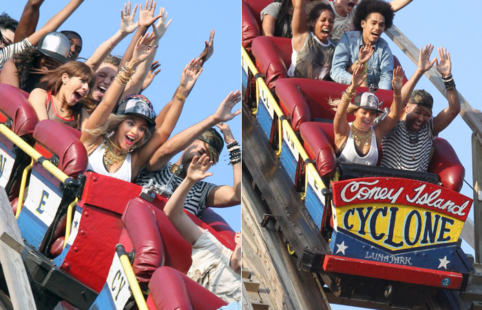  Beyoncé grava vídeo em famosa montanha russa de Coney Island, Nova York