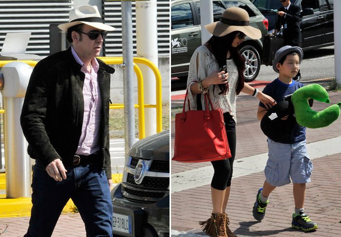 À la Indiana Jones, Nicolas Cage passeia com mulher e filho em Veneza