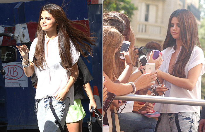 Selena Gomez é recebida por fãs alvoroçados na França