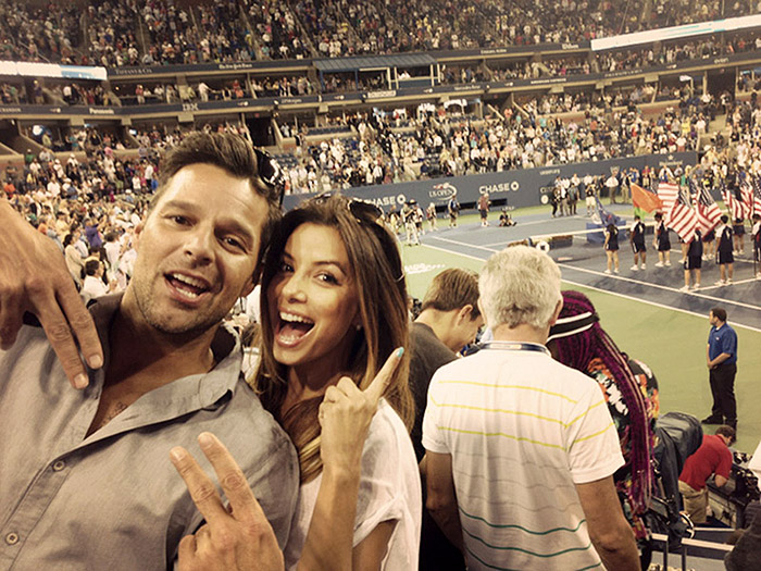 Eva Longoria e Ricky Martin assistem à final do US Open juntos