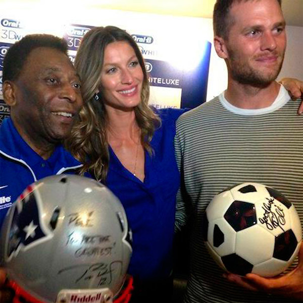 Pelé agradece a Gisele Bündchen e Tom Brady pela recepção em Boston