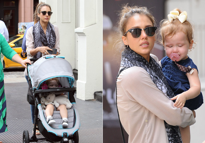  Filha de Jessica Alba faz manha durante passeio com a mãe