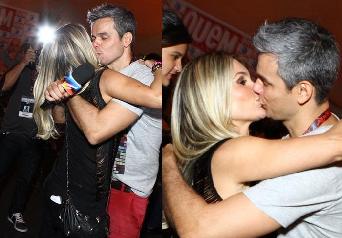 Flávia Alessandra e Otaviano Costa protagonizam beijaço no Rock in Rio