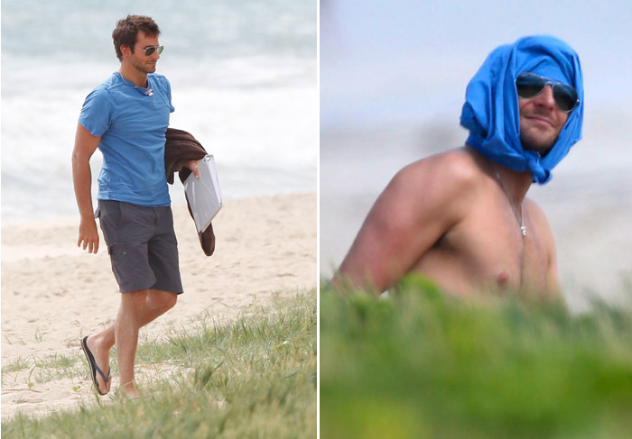 Bradley Cooper relaxa sem camisa em praia havaiana