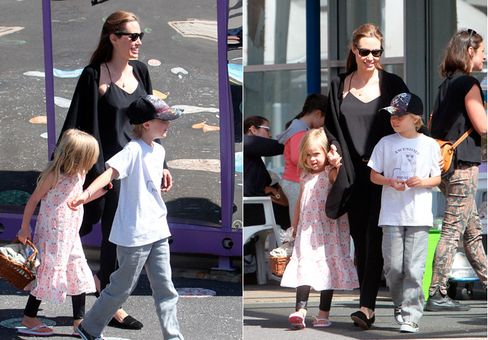 Angelina Jolie passeia com Shiloh e Vivienne por Sydney