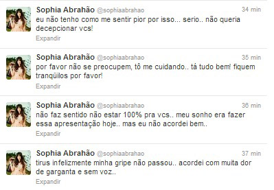 Sophia Abrahão cancela show afirmando estar sem voz e com dor de garganta