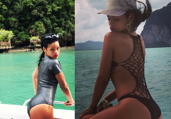 Rihanna exibe o corpão enquanto curte praia Tailandesa