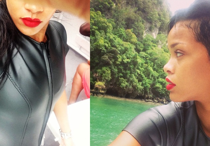 Rihanna exibe o corpão enquanto curte praia Tailandesa