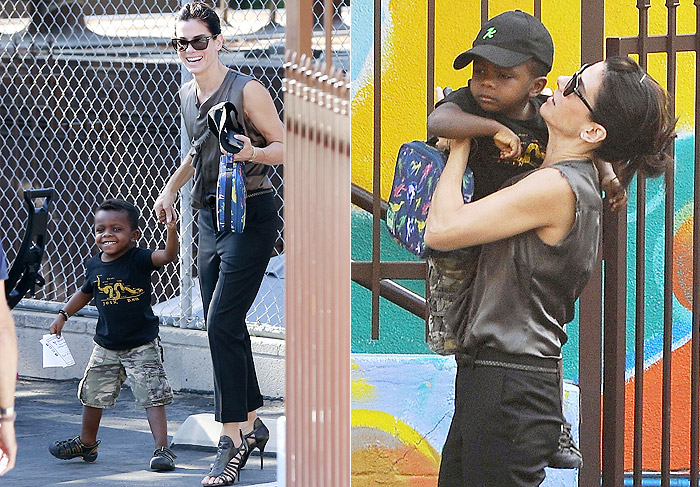 Sorridentes, Sandra Bullock e Louis são clicados em Los Angeles