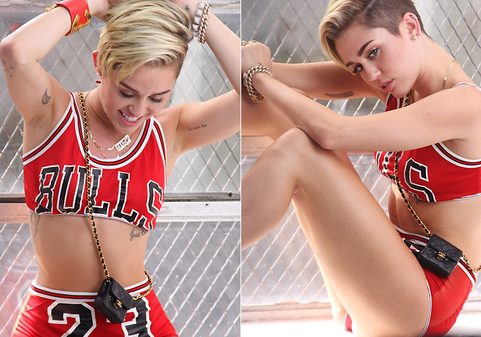 Miley Cyrus faz poses sexy no set de filmagem de novo vídeo