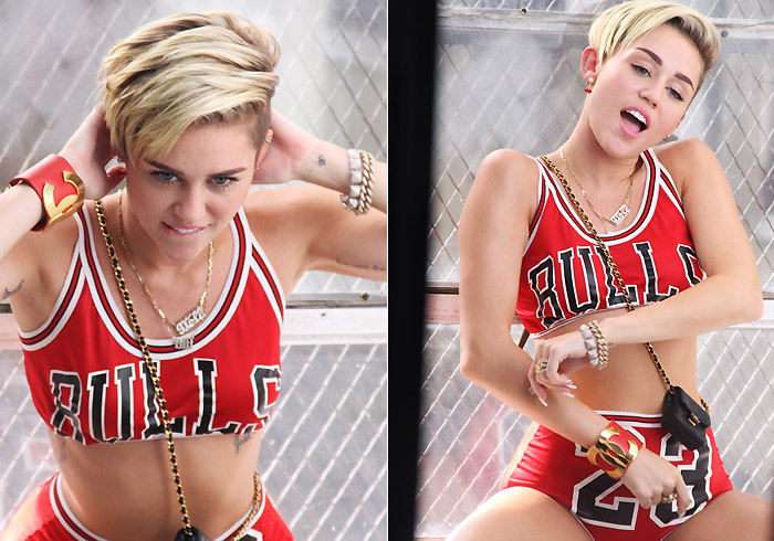 Miley Cyrus faz poses sexy no set de filmagem de novo vídeo