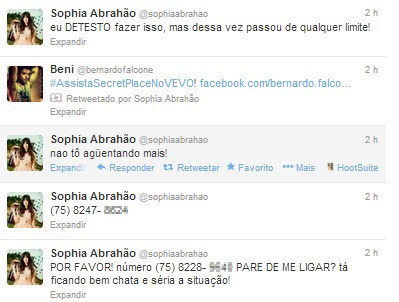 Sophia Abrahão desabafa no Twitter e pede para fã parar de ligar