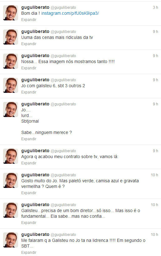 Twitter de Gugu Liberato é invadido na madrugada